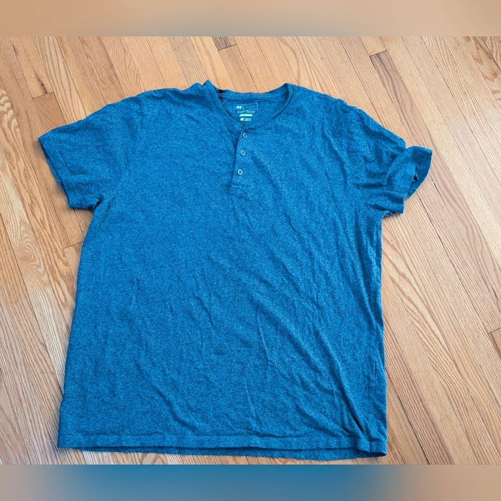 Simons Teal Short Sleeve Henley Shirt